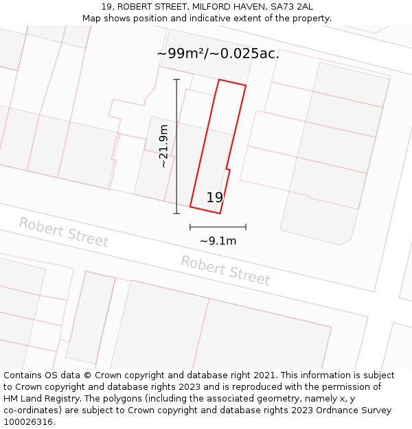 19, ROBERT STREET, MILFORD HAVEN, SA73 2AL: Plot and title map