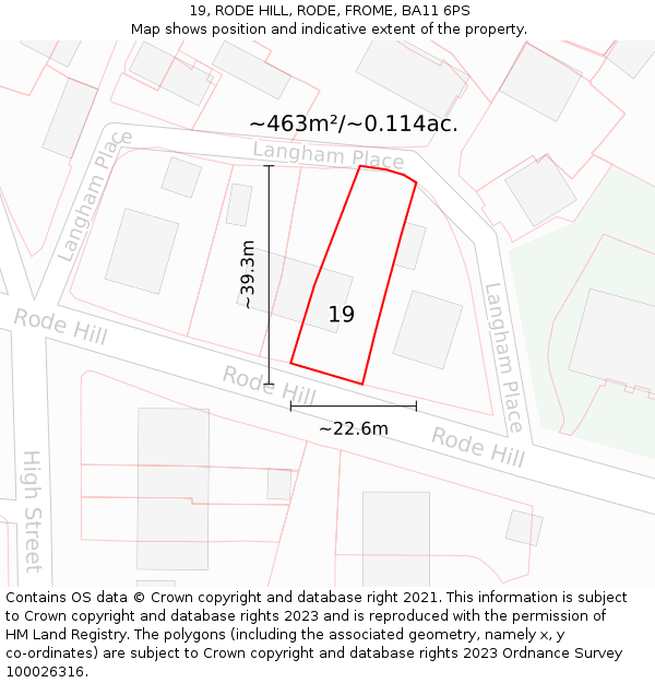 19, RODE HILL, RODE, FROME, BA11 6PS: Plot and title map