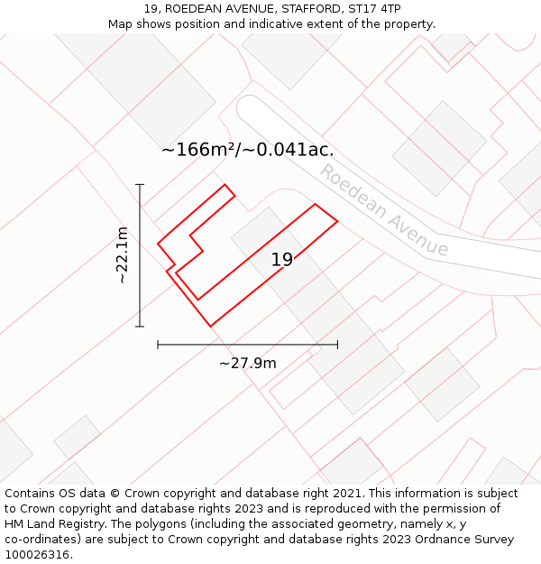 19, ROEDEAN AVENUE, STAFFORD, ST17 4TP: Plot and title map