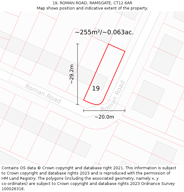 19, ROMAN ROAD, RAMSGATE, CT12 6AR: Plot and title map