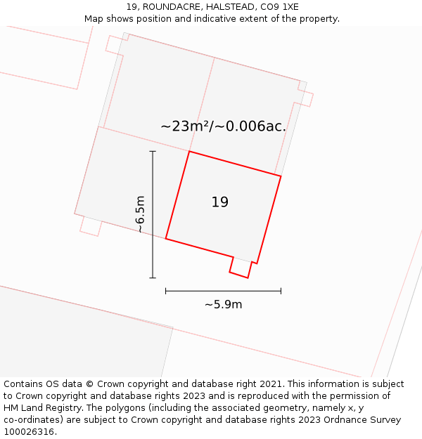 19, ROUNDACRE, HALSTEAD, CO9 1XE: Plot and title map