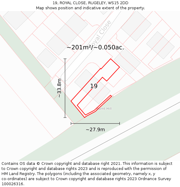 19, ROYAL CLOSE, RUGELEY, WS15 2DD: Plot and title map