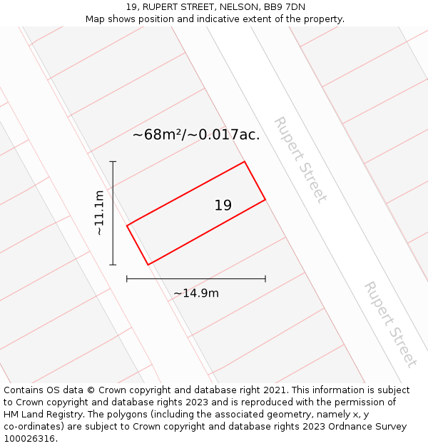 19, RUPERT STREET, NELSON, BB9 7DN: Plot and title map