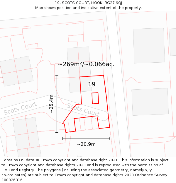 19, SCOTS COURT, HOOK, RG27 9QJ: Plot and title map