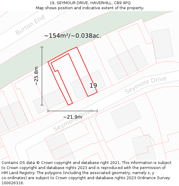 19, SEYMOUR DRIVE, HAVERHILL, CB9 9PQ: Plot and title map