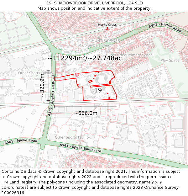 19, SHADOWBROOK DRIVE, LIVERPOOL, L24 9LD: Plot and title map