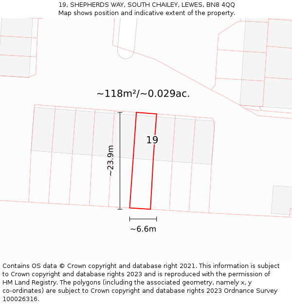 19, SHEPHERDS WAY, SOUTH CHAILEY, LEWES, BN8 4QQ: Plot and title map