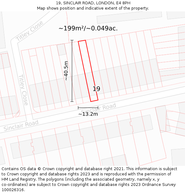 19, SINCLAIR ROAD, LONDON, E4 8PH: Plot and title map