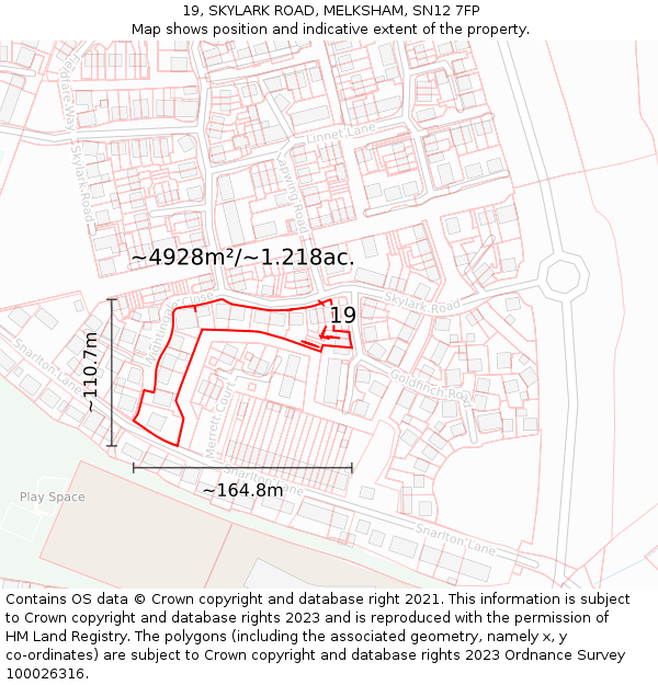 19, SKYLARK ROAD, MELKSHAM, SN12 7FP: Plot and title map