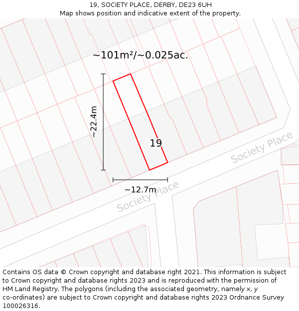 19, SOCIETY PLACE, DERBY, DE23 6UH: Plot and title map