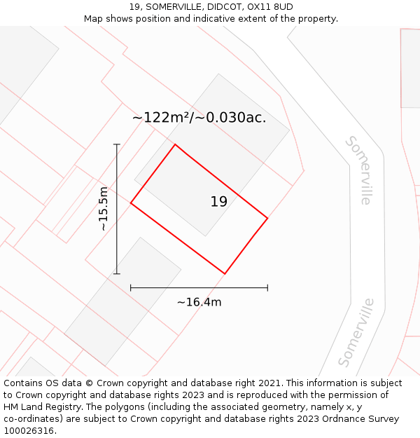 19, SOMERVILLE, DIDCOT, OX11 8UD: Plot and title map