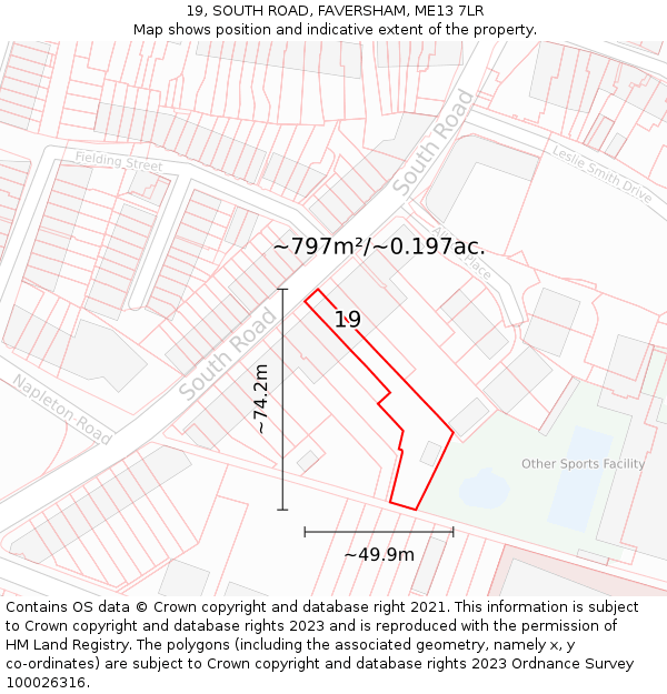 19, SOUTH ROAD, FAVERSHAM, ME13 7LR: Plot and title map