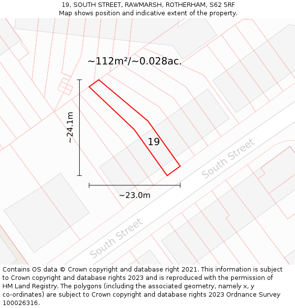 19, SOUTH STREET, RAWMARSH, ROTHERHAM, S62 5RF: Plot and title map