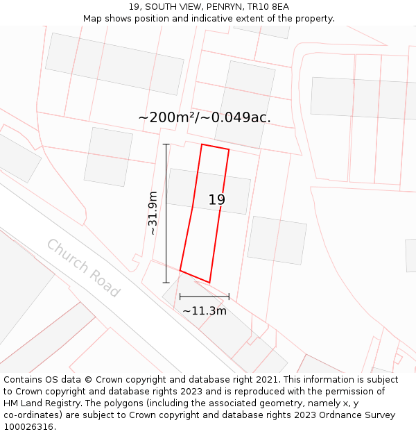 19, SOUTH VIEW, PENRYN, TR10 8EA: Plot and title map