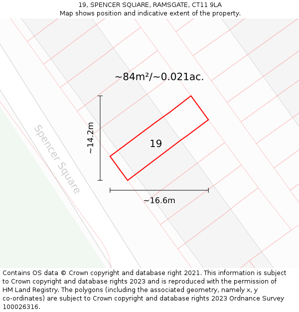 19, SPENCER SQUARE, RAMSGATE, CT11 9LA: Plot and title map