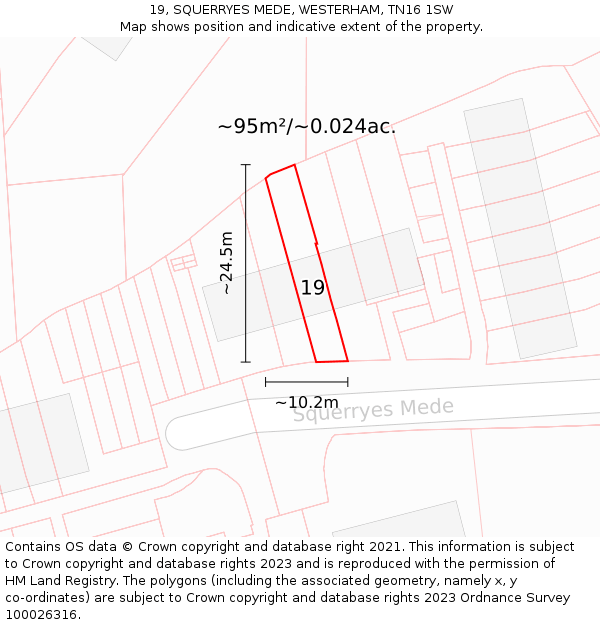 19, SQUERRYES MEDE, WESTERHAM, TN16 1SW: Plot and title map