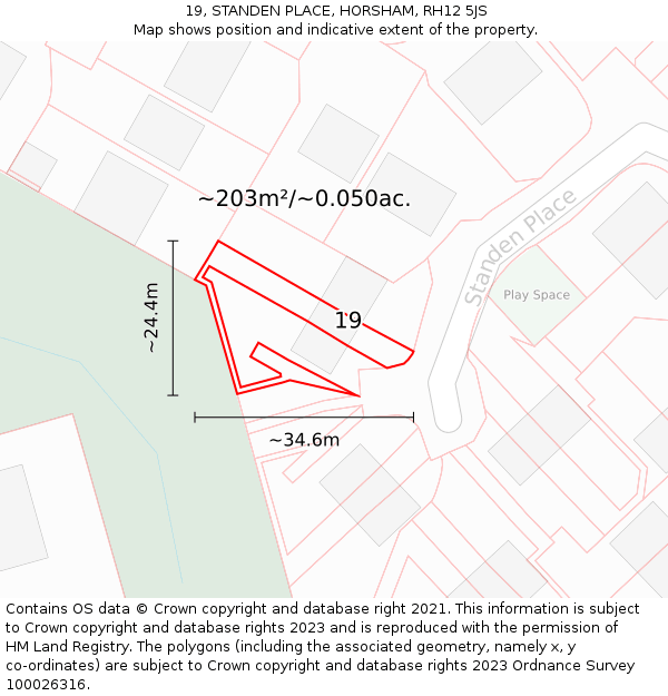 19, STANDEN PLACE, HORSHAM, RH12 5JS: Plot and title map