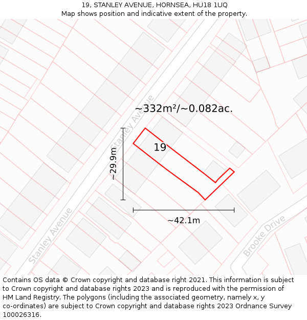 19, STANLEY AVENUE, HORNSEA, HU18 1UQ: Plot and title map
