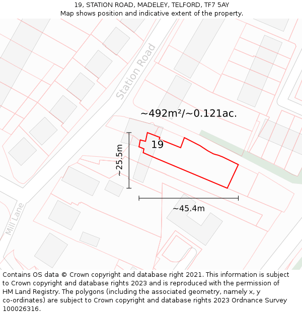 19, STATION ROAD, MADELEY, TELFORD, TF7 5AY: Plot and title map