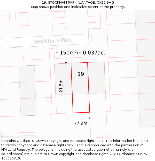 19, STOCKHAM PARK, WANTAGE, OX12 9HG: Plot and title map