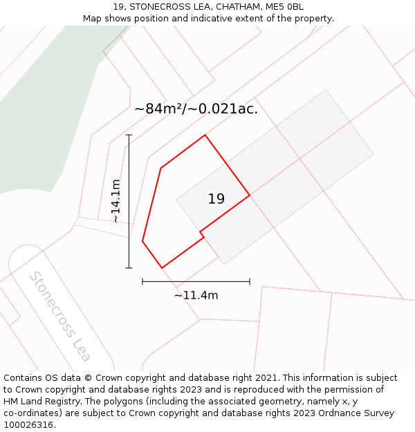 19, STONECROSS LEA, CHATHAM, ME5 0BL: Plot and title map