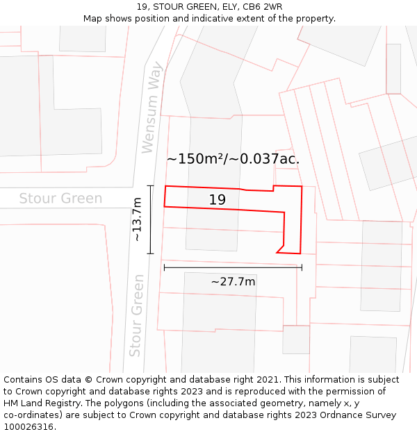 19, STOUR GREEN, ELY, CB6 2WR: Plot and title map