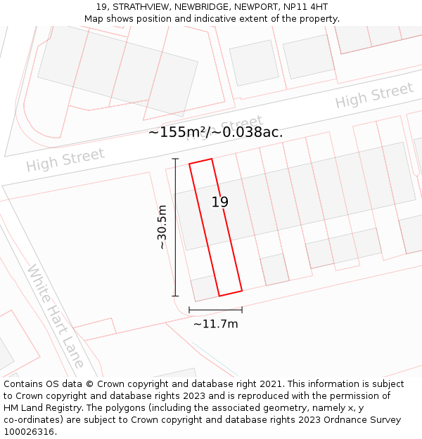19, STRATHVIEW, NEWBRIDGE, NEWPORT, NP11 4HT: Plot and title map