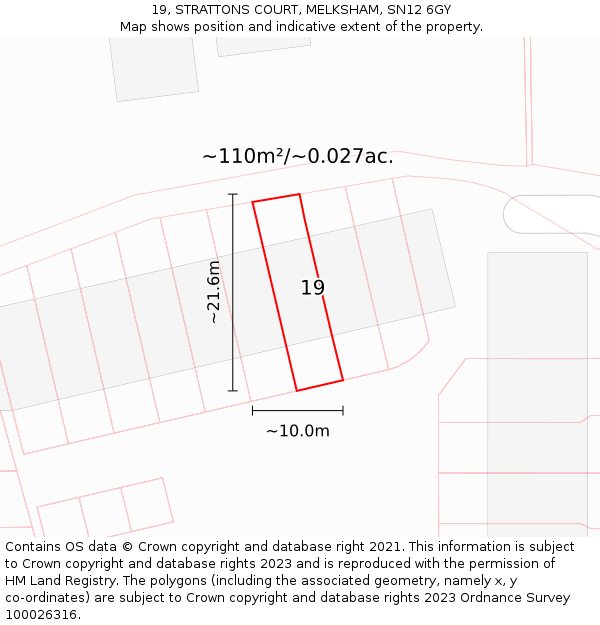 19, STRATTONS COURT, MELKSHAM, SN12 6GY: Plot and title map