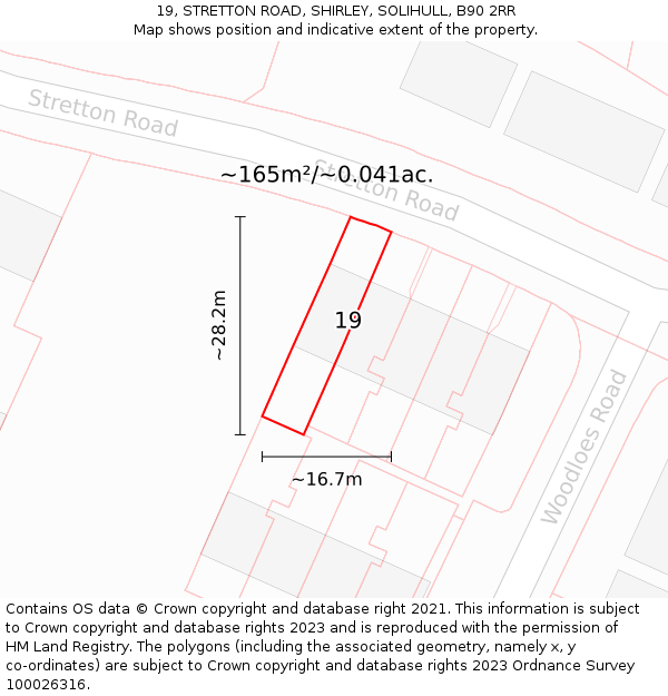 19, STRETTON ROAD, SHIRLEY, SOLIHULL, B90 2RR: Plot and title map