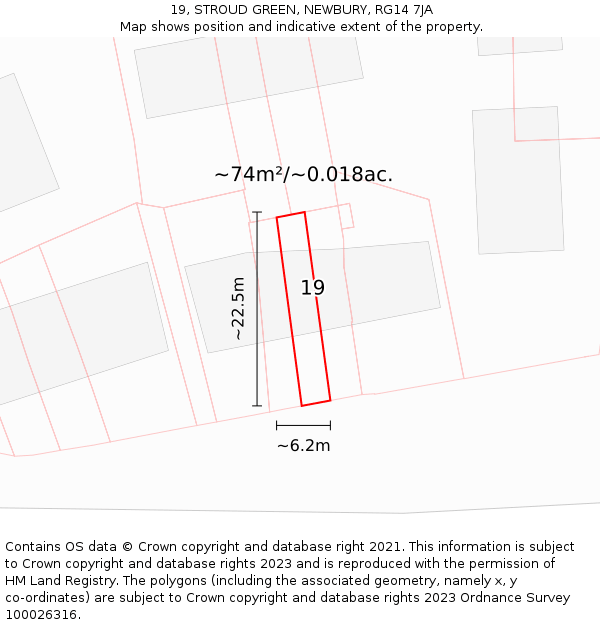 19, STROUD GREEN, NEWBURY, RG14 7JA: Plot and title map