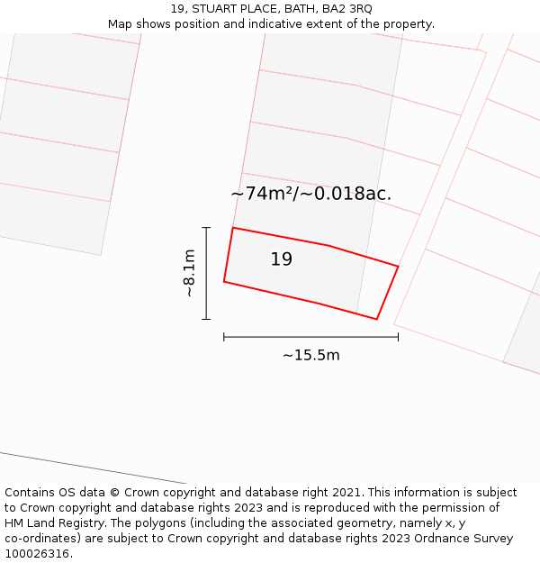 19, STUART PLACE, BATH, BA2 3RQ: Plot and title map