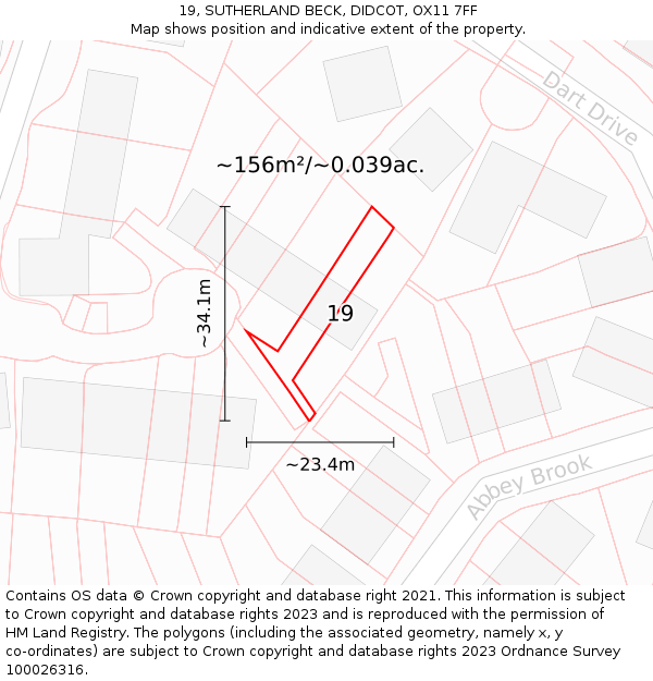 19, SUTHERLAND BECK, DIDCOT, OX11 7FF: Plot and title map