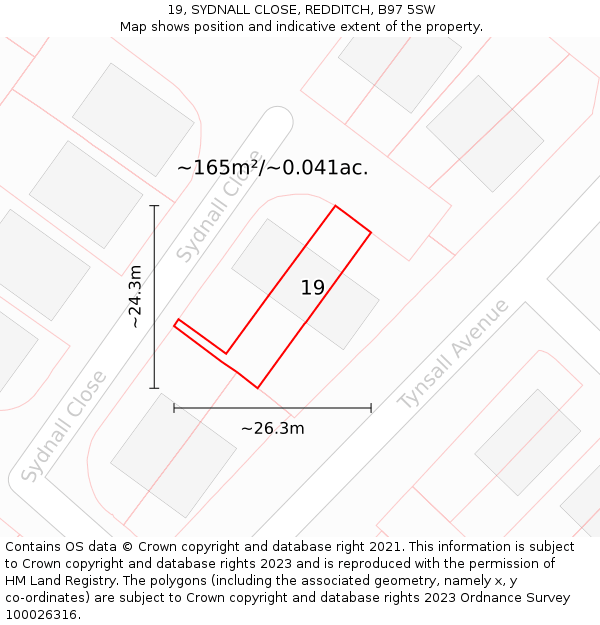 19, SYDNALL CLOSE, REDDITCH, B97 5SW: Plot and title map
