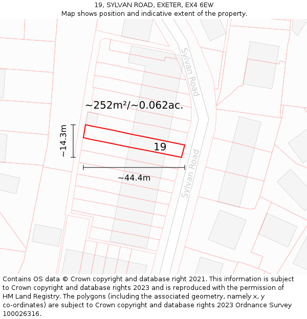 19, SYLVAN ROAD, EXETER, EX4 6EW: Plot and title map
