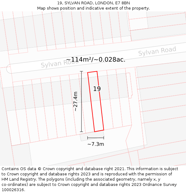 19, SYLVAN ROAD, LONDON, E7 8BN: Plot and title map