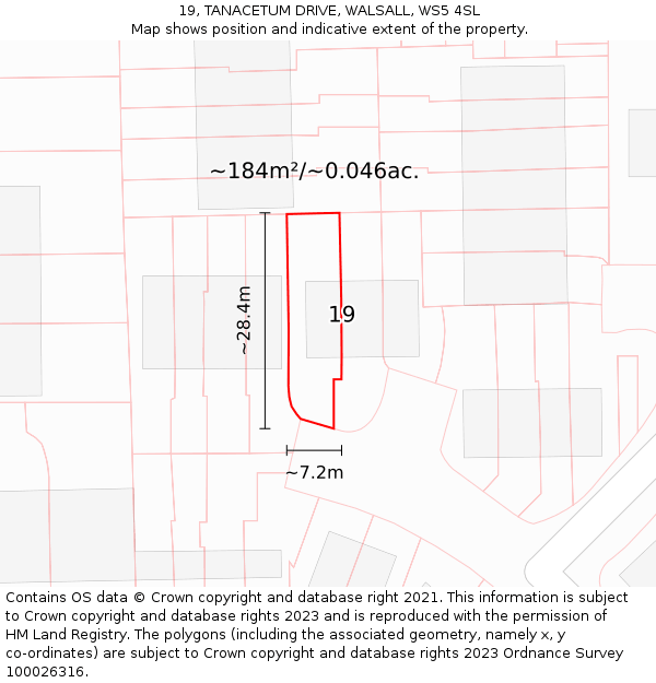 19, TANACETUM DRIVE, WALSALL, WS5 4SL: Plot and title map