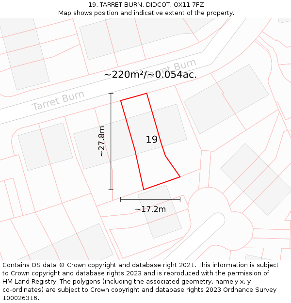 19, TARRET BURN, DIDCOT, OX11 7FZ: Plot and title map