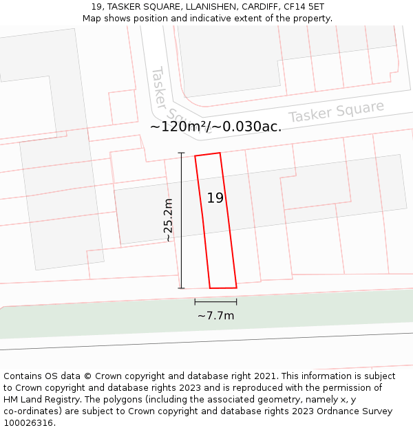 19, TASKER SQUARE, LLANISHEN, CARDIFF, CF14 5ET: Plot and title map