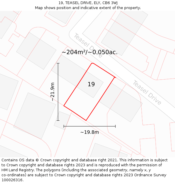 19, TEASEL DRIVE, ELY, CB6 3WJ: Plot and title map