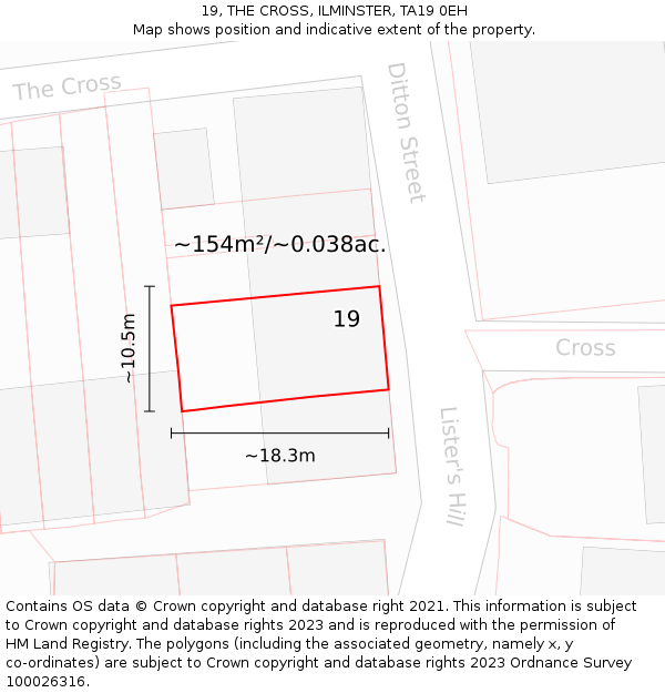 19, THE CROSS, ILMINSTER, TA19 0EH: Plot and title map