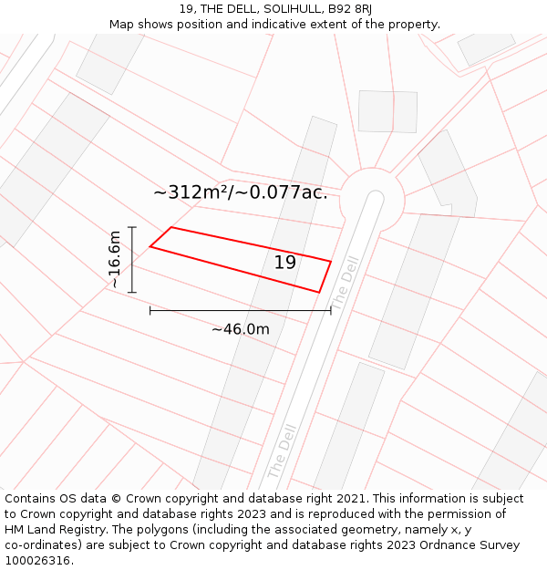 19, THE DELL, SOLIHULL, B92 8RJ: Plot and title map