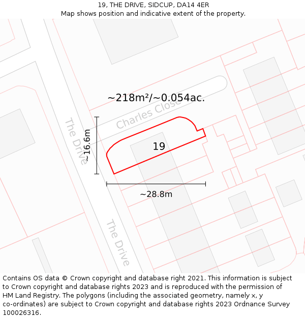 19, THE DRIVE, SIDCUP, DA14 4ER: Plot and title map