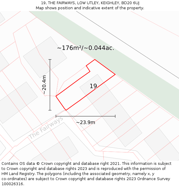 19, THE FAIRWAYS, LOW UTLEY, KEIGHLEY, BD20 6UJ: Plot and title map