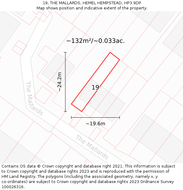 19, THE MALLARDS, HEMEL HEMPSTEAD, HP3 9DP: Plot and title map