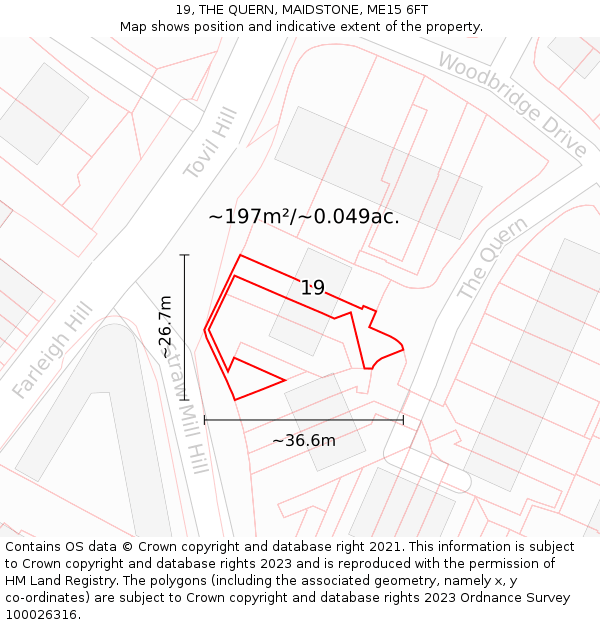 19, THE QUERN, MAIDSTONE, ME15 6FT: Plot and title map