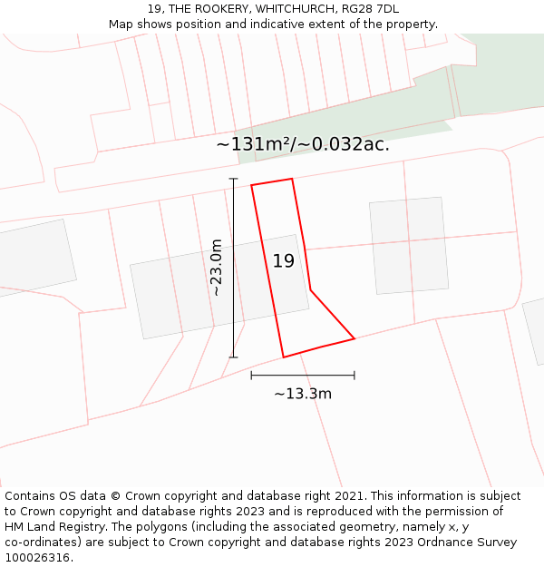 19, THE ROOKERY, WHITCHURCH, RG28 7DL: Plot and title map