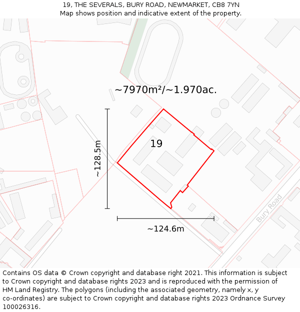 19, THE SEVERALS, BURY ROAD, NEWMARKET, CB8 7YN: Plot and title map