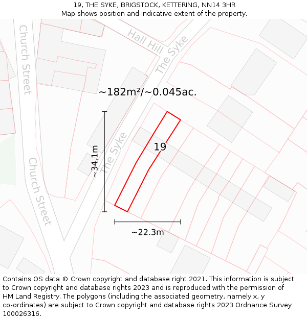 19, THE SYKE, BRIGSTOCK, KETTERING, NN14 3HR: Plot and title map