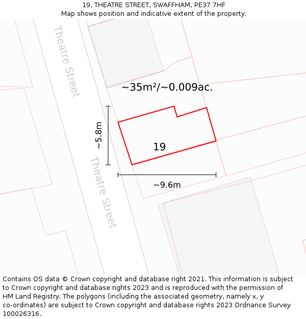 19, THEATRE STREET, SWAFFHAM, PE37 7HF: Plot and title map