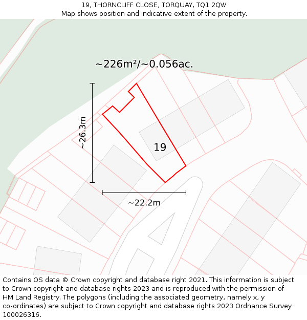 19, THORNCLIFF CLOSE, TORQUAY, TQ1 2QW: Plot and title map